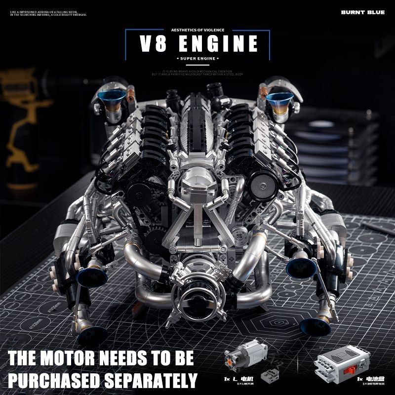 Model Kit Engine V8 - MOC Supercar V8 blocs de construction