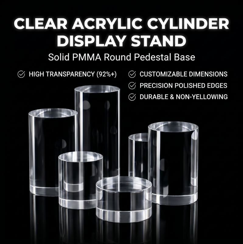 Model Figure Base - Bloc cylindrique en acrylique transparent, socle